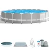 Piscine-Intex Piscina fuori terra con struttura rotonda "prisma frame" con pompa filtro grigio chiaro 610x132 cm  - cod. 26756np
