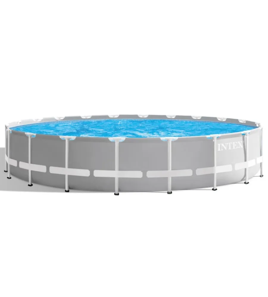 Piscine-Intex Piscina fuori terra con struttura rotonda "prisma frame" con pompa filtro grigio chiaro 610x132 cm - cod. 26756np