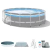 Intex Piscine|Piscina fuori terra con struttura rotonda "prisma frame clearview" grigio chiaro 488x488x122 cm - cod. 26730np
