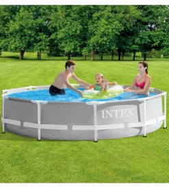 Piscine-Intex Piscina fuori terra con struttura rotonda "prisma frame" grigio chiaro 305x305x76 - cod. 26700np