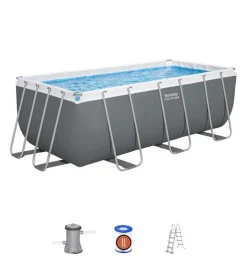 Piscine-Bestway Piscina fuori terra con struttura rettangolare "steel pro max" grigio scuro 412x201x122 cm