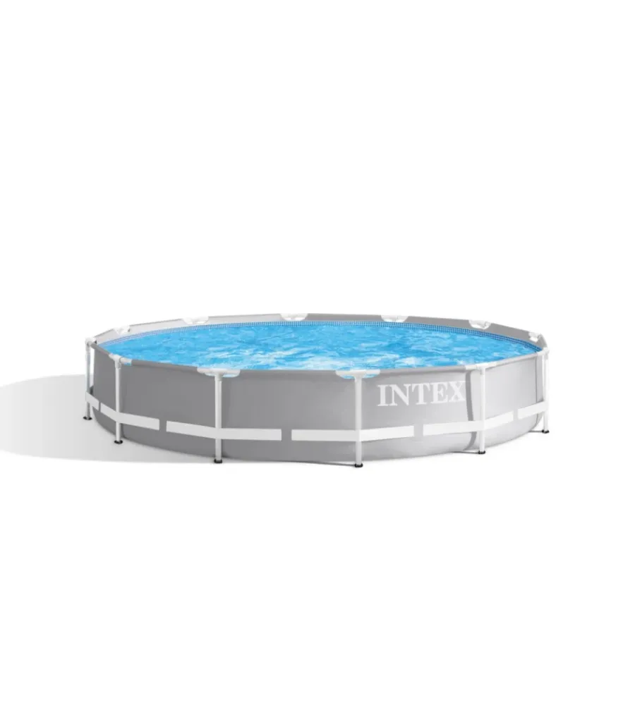 Intex Piscine|Piscina fuori terra con struttura rotonda "prisma frame" grigio chiaro 366x366x76 cm - cod. 26710np