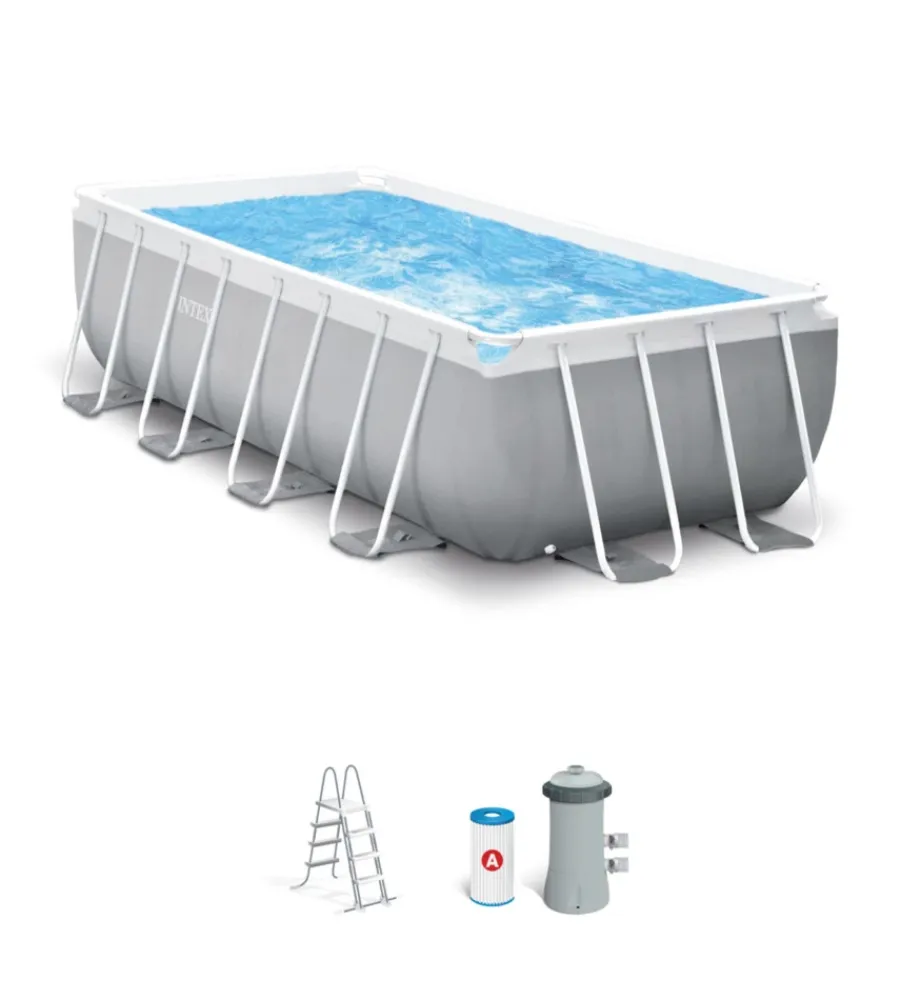 Piscina fuori terra con struttura rettangolare "prisma metal frame" grigio chiaro 400x200x122 cm - cod. 26790np Piscine