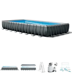 Piscine-Intex Piscina fuori terra con struttura rettangolare "ultra xtr frame" antracite 975x488x132cm - cod. 26378np