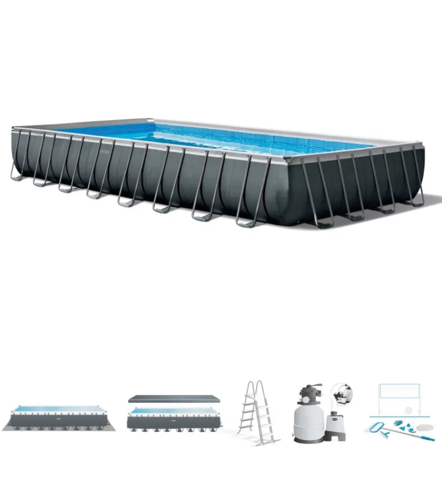 Piscine-Intex Piscina fuori terra con struttura rettangolare "ultra xtr frame" antracite 975x488x132cm - cod. 26378np
