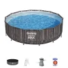 Discount Piscina fuori terra con struttura rotonda "steel pro max" effetto legno scuro 427x427x107 cm Piscine