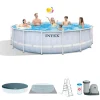Piscine-Intex Piscina fuori terra con struttura rotonda "prisma frame chevron" effetto rigato 488x488x122 cm - cod. 26746np