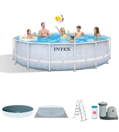 Piscine-Intex Piscina fuori terra con struttura rotonda "prisma frame chevron" effetto rigato 488x488x122 cm - cod. 26746np