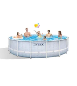 Piscine-Intex Piscina fuori terra con struttura rotonda "prisma frame chevron" effetto rigato 488x488x122 cm - cod. 26746np