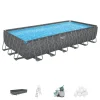 Piscine-Bestway Piscina fuori terra con struttura "apx 365" effetto marmo scuro 732x366x132 cm