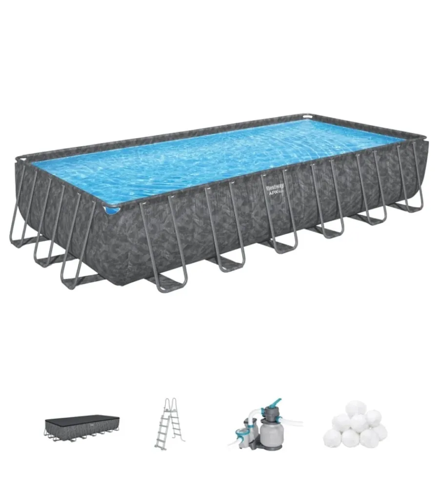 Piscine-Bestway Piscina fuori terra con struttura "apx 365" effetto marmo scuro 732x366x132 cm