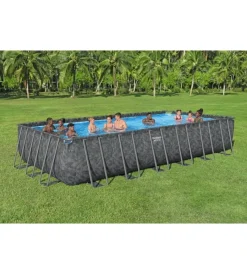 Piscine-Bestway Piscina fuori terra con struttura "apx 365" effetto marmo scuro 732x366x132 cm