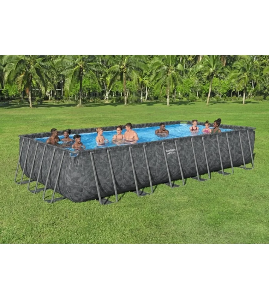 Piscine-Bestway Piscina fuori terra con struttura "apx 365" effetto marmo scuro 732x366x132 cm