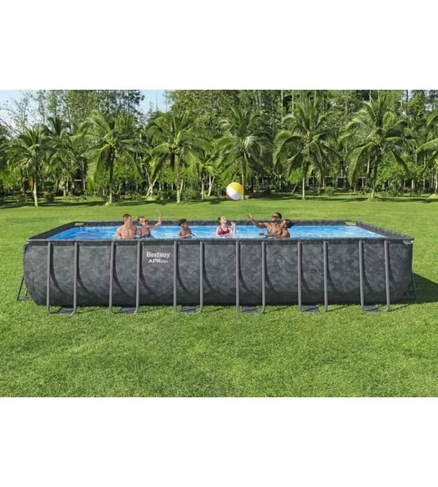 Piscine-Bestway Piscina fuori terra con struttura "apx 365" effetto marmo scuro 732x366x132 cm