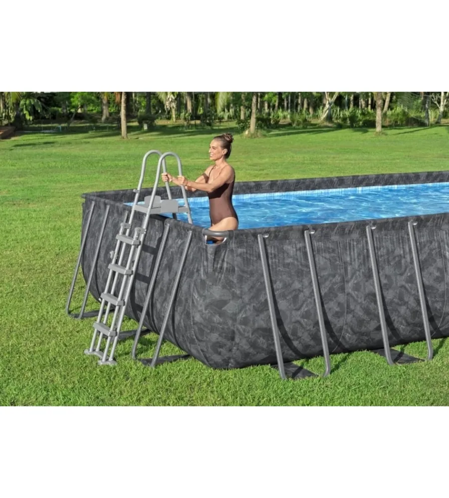 Piscine-Bestway Piscina fuori terra con struttura "apx 365" effetto marmo scuro 732x366x132 cm