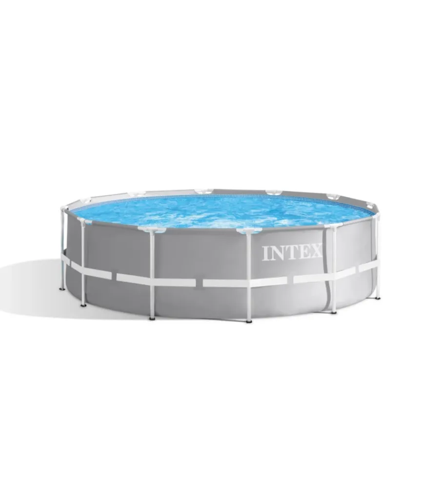 New Piscina fuori terra con struttura rotonda "prisma frame" grigio chiaro 366x366x99 cm - cod. 26716np Piscine
