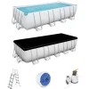 Bestway Piscine|Piscina fuori terra con struttura rettangolare "power steel frame" con pompa, scaletta, cover e chemconnect bianco 549x274x122 cm  - cod. 56466