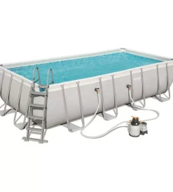 Bestway Piscine|Piscina fuori terra con struttura rettangolare "power steel frame" con pompa, scaletta, cover e chemconnect bianco 549x274x122 cm  - cod. 56466