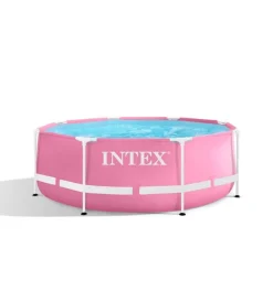 Hot Piscina fuori terra con struttura rotonda "metal frame" rosa 244x244x76 cm - cod. 28290np Piscine