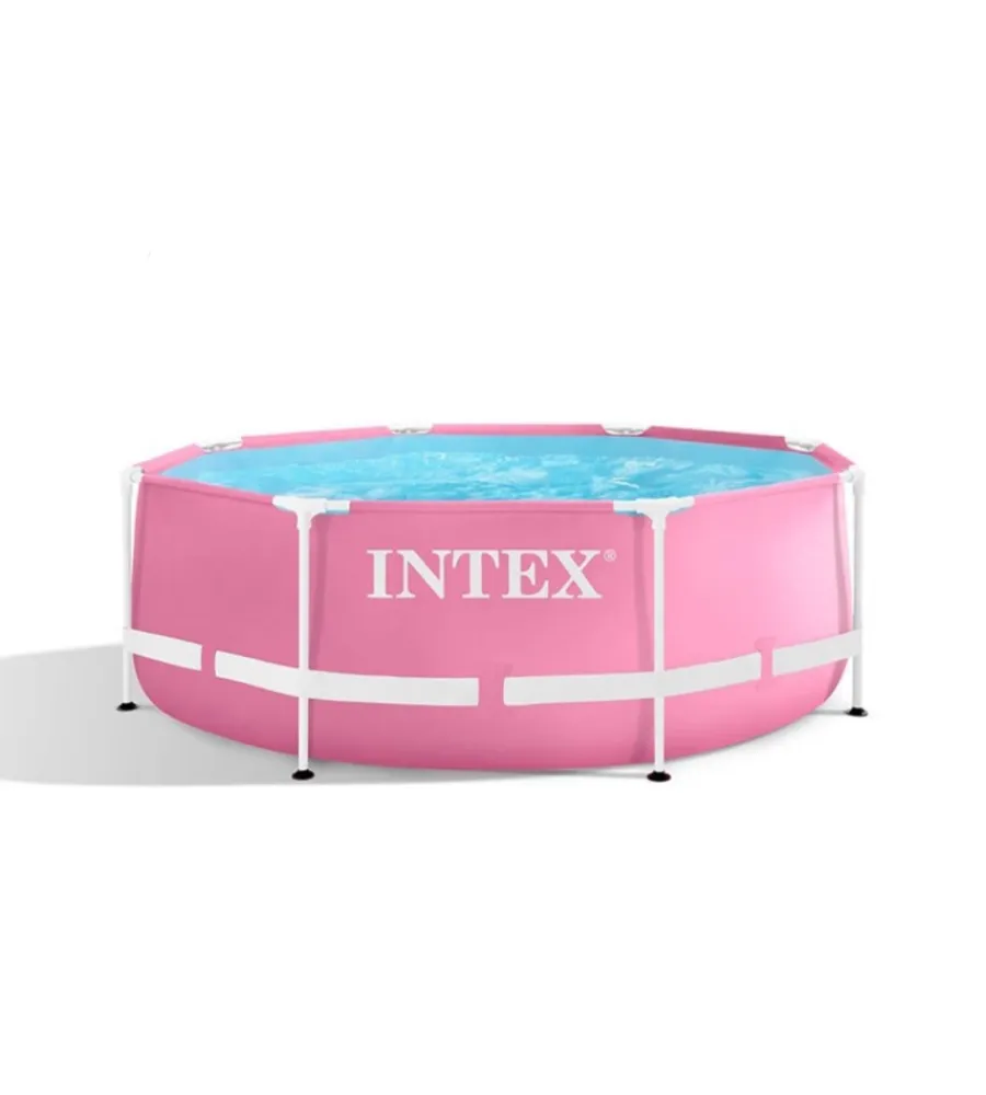 Hot Piscina fuori terra con struttura rotonda "metal frame" rosa 244x244x76 cm - cod. 28290np Piscine