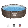 Bestway Piscine|Piscina fuori terra con struttura rotonda "steel pro max" effetto rattan 366x366x100 cm