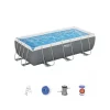 Bestway Piscine|Piscina fuori terra con struttura rettangolare "power steel frame" con pompa, filtro e scaletta e chemconnect grigio scuro 404x201x100 cm - cod. 56441-new