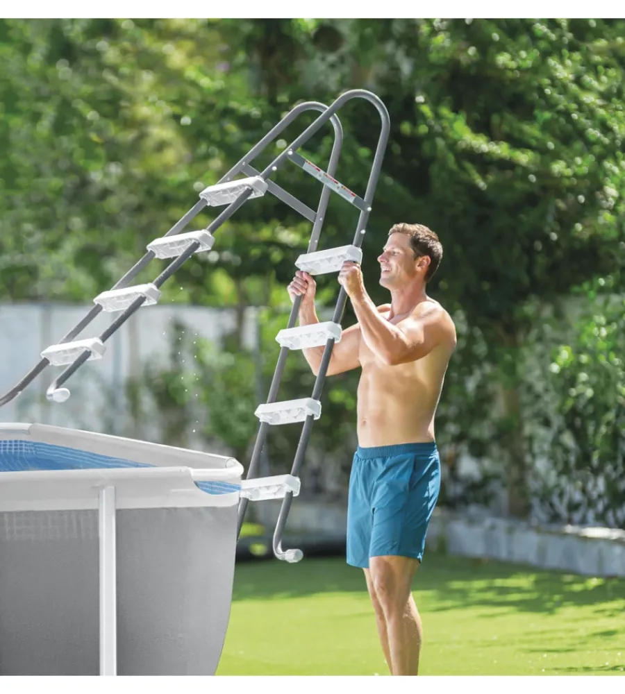 Discount Piscina fuori terra con struttura rettangolare "prisma metal frame" grigio chiaro 300x175x80 cm - cod. 26784np Piscine