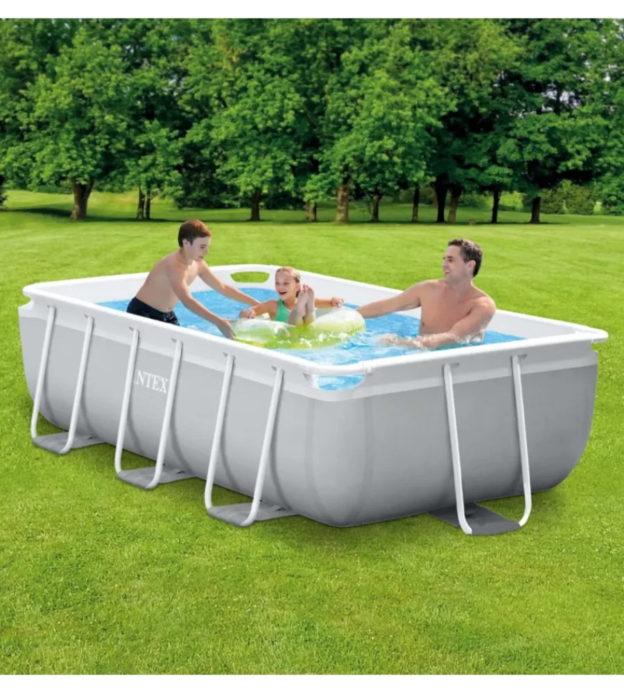 Discount Piscina fuori terra con struttura rettangolare "prisma metal frame" grigio chiaro 300x175x80 cm - cod. 26784np Piscine
