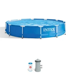 Hot Piscina fuori terra con struttura rotonda "metal frame" blu 366x366x76 cm - cod. 28212np Piscine
