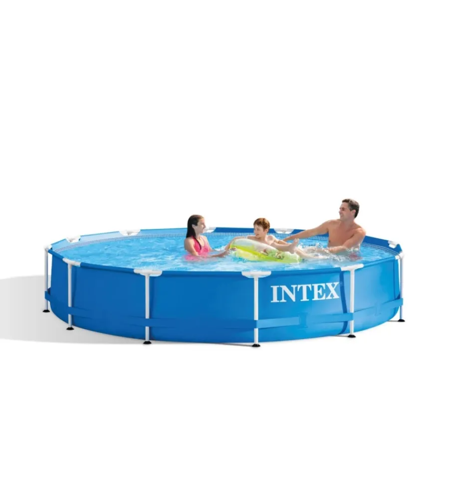Hot Piscina fuori terra con struttura rotonda "metal frame" blu 366x366x76 cm - cod. 28212np Piscine
