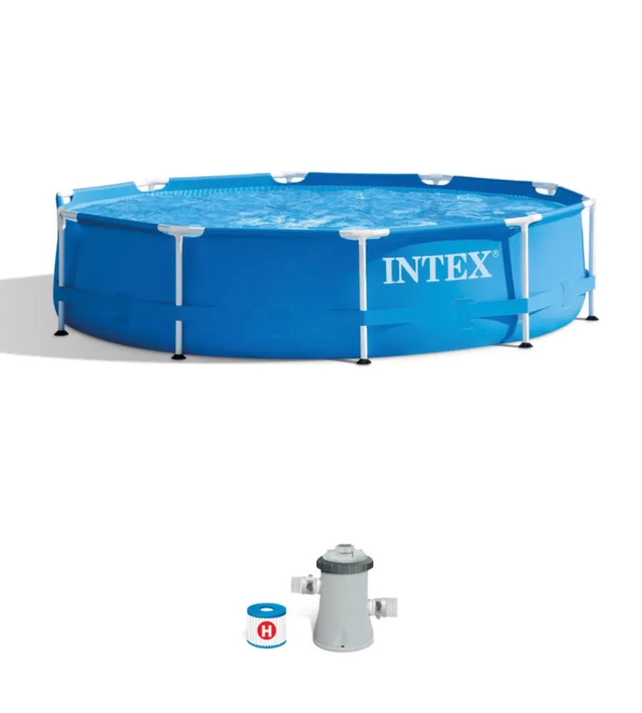 Intex Piscine|Piscina fuori terra con struttura rotonda "metal frame" blu 305x305x76 cm - cod. 28202np
