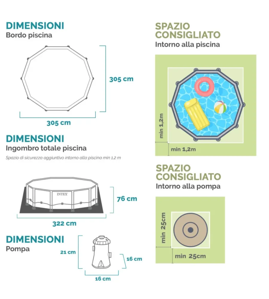 Intex Piscine|Piscina fuori terra con struttura rotonda "metal frame" blu 305x305x76 cm - cod. 28202np