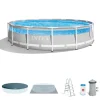 Outlet Piscina fuori terra con struttura rotonda "prisma frame clearview" grigio chiaro 427x427x107 cm - cod. 26722np Piscine