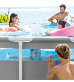 Outlet Piscina fuori terra con struttura rotonda "prisma frame clearview" grigio chiaro 427x427x107 cm - cod. 26722np Piscine