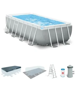 Piscine-Intex Piscina fuori terra con struttura rettangolare "prisma metal frame" grigio chiaro 488x244x107 cm - cod. 26792np