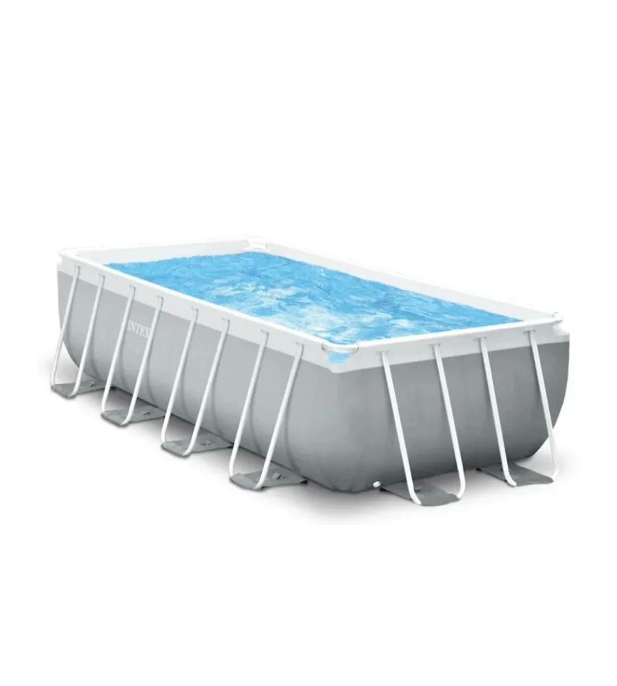 Piscine-Intex Piscina fuori terra con struttura rettangolare "prisma metal frame" grigio chiaro 488x244x107 cm - cod. 26792np