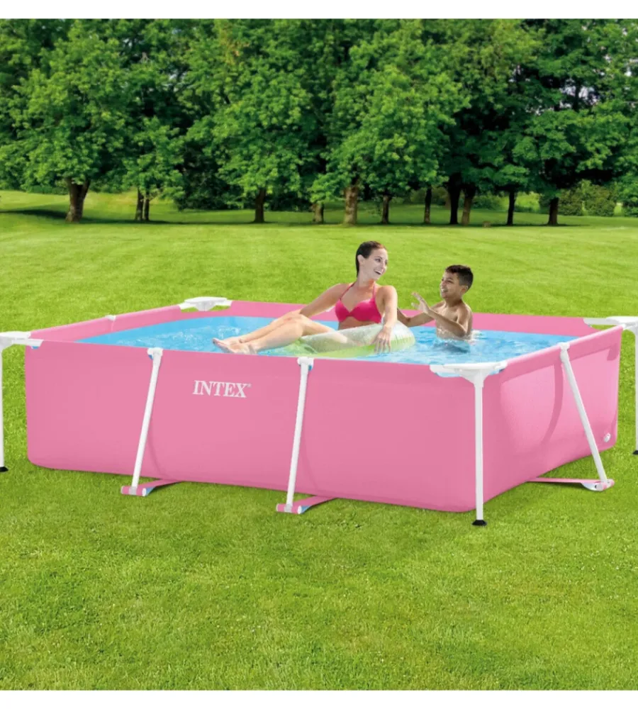 Piscina fuori terra con struttura rettangolare "rectangular frame" rosa 220x150x60 cm - cod. 28266np Piscine