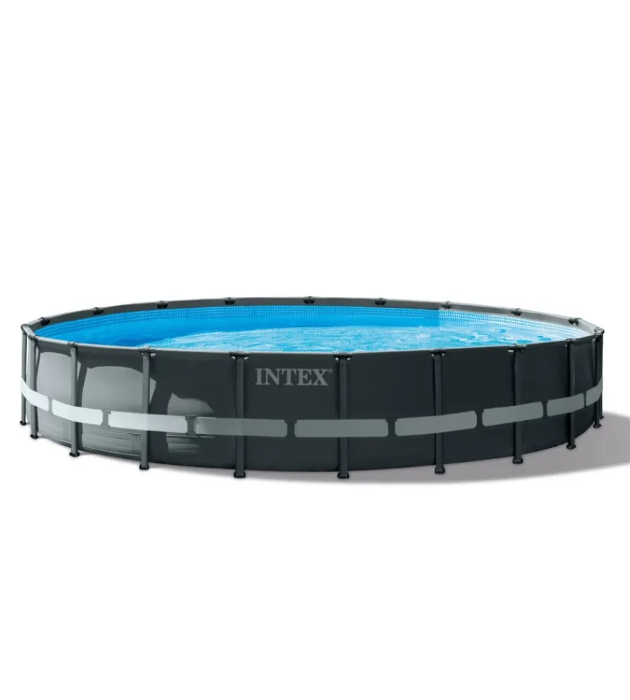 Piscine-Intex Piscina fuori terra con struttura rettangolare "ultra xtr frame" pompa a sabbia antracite 610x122 cm - cod. 26334np