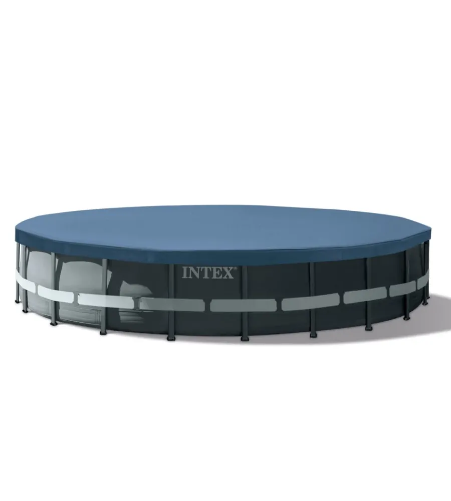 Piscine-Intex Piscina fuori terra con struttura rettangolare "ultra xtr frame" pompa a sabbia antracite 610x122 cm - cod. 26334np