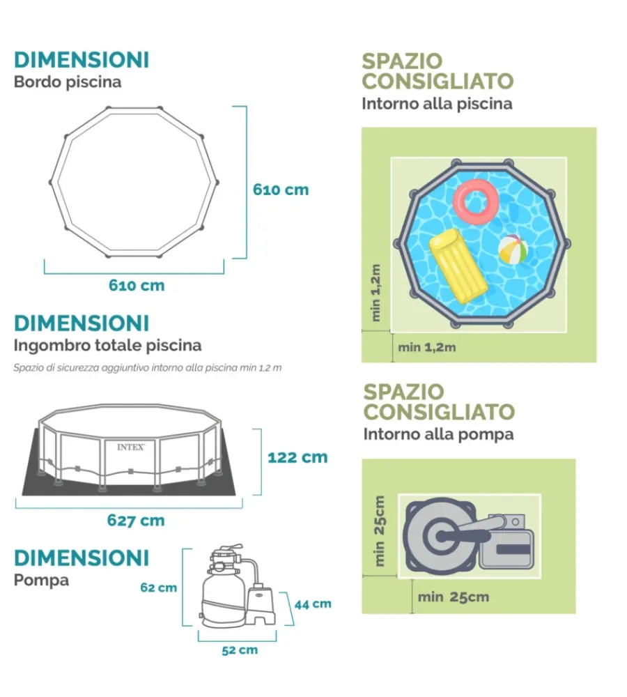 Piscine-Intex Piscina fuori terra con struttura rettangolare "ultra xtr frame" pompa a sabbia antracite 610x122 cm - cod. 26334np