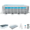 Piscine-Intex Piscina fuori terra con struttura rettangolare "prisma frame clearview" grigio chiaro 400x200x122 cm - cod. 26770np