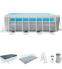 Piscine-Intex Piscina fuori terra con struttura rettangolare "prisma frame clearview" grigio chiaro 400x200x122 cm - cod. 26770np