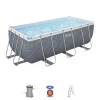 Bestway Piscine|Piscina fuori terra con struttura rettangolare "power steel frame" con pompa + scala effetto marmo 412x201x122 cm - cod. 56722-new