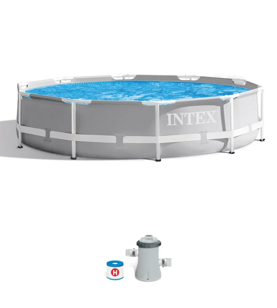 Best Piscina fuori terra con struttura rotonda "prisma frame" griogio chiaro 305x305x76 cm - cod. 26702np Piscine