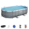 Hot Piscina fuori terra con struttura ovale "power steel" grigio scuro 488x305x107 cm Piscine