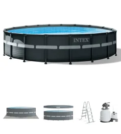 Piscine-Intex Piscina fuori terra con struttura rotonda "ultra xtr frame" pompa a sabbia antracite 549x132 cm - cod. 26330np