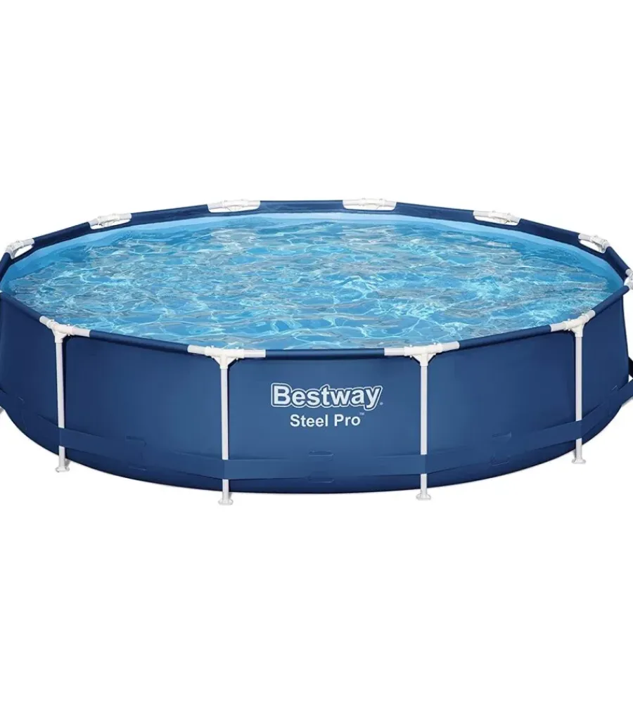 Piscine-Bestway Piscina fuori terra con struttura rotonda "steel pro" con pompa e filtro a cartuccia blu navy 366x76 cm - cod. 56681-new