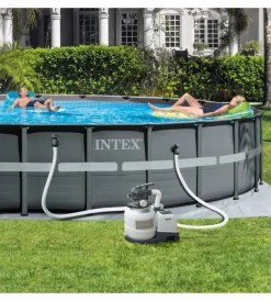 Hot Piscina fuori terra con struttura rotonda "ultra xtr frame" pompa a sabbia grigio scuro 732x132 cm - cod. 26340np Piscine