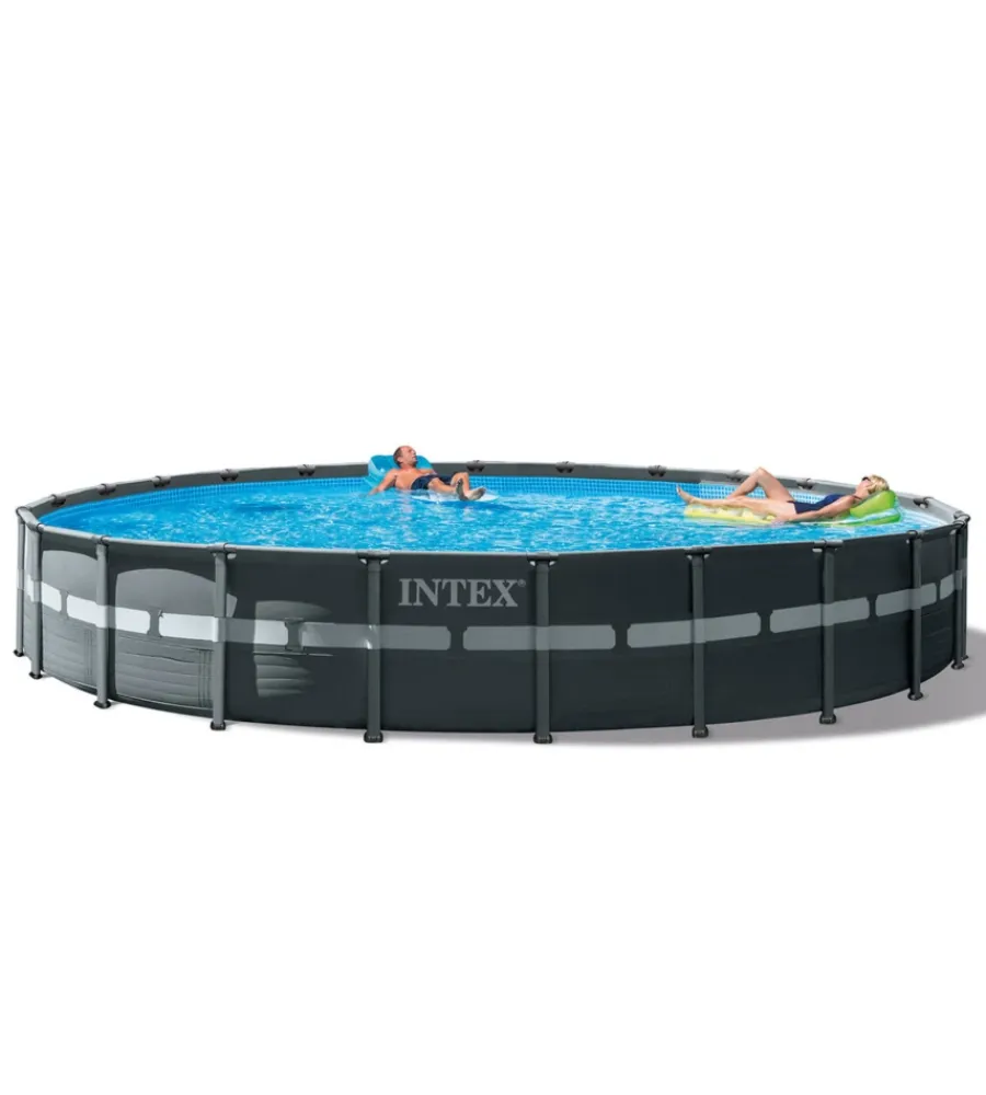 Hot Piscina fuori terra con struttura rotonda "ultra xtr frame" pompa a sabbia grigio scuro 732x132 cm - cod. 26340np Piscine