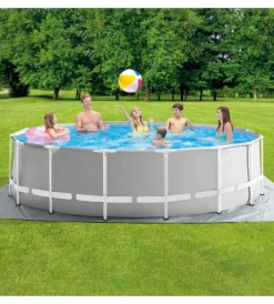 Piscine-Intex Piscina fuori terra con struttura rotonda "prisma frame" grigio chiaro 457x457x122 cm - cod. 26726np